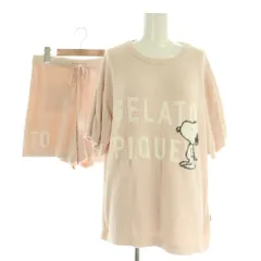 ジェラートピケ gelato pique PEANUTS セットアップ上下 ロゴジャガードプルオーバー 半袖 ショートパンツ ONE ピンク /MY ■OS