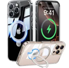 ★【透き通る上質感・定点360°回転】CASEKOO iPhone 16 Pro Max 用 ケース クリア 米軍MIL規格 フィット感 MagSafe対応 最大25W急速充電対応 横縦両立  6.9インチ「MagicStand Pro Kori」(クリア)