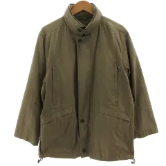 ザ スコッチ ハウス The Scotch House ジャケット スタンドカラー フード ジップアップ 裾ドローコード コットン混 カーキ系 カーキブラウン Mのサムネイル