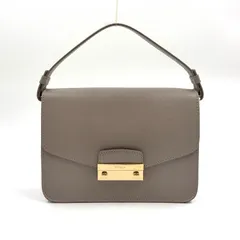 FURLA メトロポリス 2WAYショルダー レザー グレー ハンドバッグ ゴールド