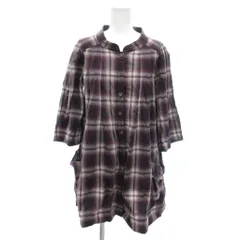 ジルスチュアート JILL STUART 美品 チュニックシャツ ウール 0 紫 パープル チェック柄 バンドカラー 七分袖 /NL ■GY60のサムネイル