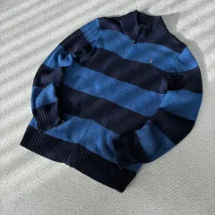 ポロ ラルフローレン ストライプ ジップアップ ニット