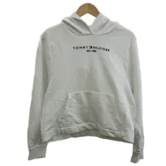 トミーヒルフィガー TOMMY HILFIGER パーカー スウェット 長袖 プルオーバー ロゴ 刺繍 M 白 ホワイト /XZ ■ECD001