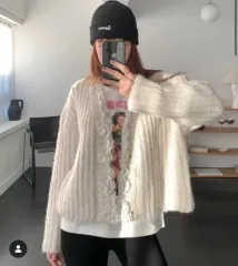 レイ Vネック ニット カーディガン ネイビー