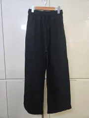 黒色 ワイド 밴딩 コットン パンツ