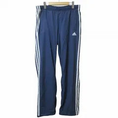 アディダス adidas ナイロン系 パンツ ロゴ刺繡 CLIMALITE 裏メッシュ スポーツウェア スリーストライプ L 紺 白 ■GY09 X