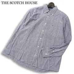 THE SCOTCH HOUSE スコッチハウス 通年★ 長袖 ロゴ刺繍 ボタンダウン シャツ Sz.L メンズ