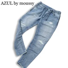 AZUL by moussy アズール マウジー ダメージ&リペア加工★ スウェット ドビー デニム イージー パンツ ジーンズ Sz.M メンズ