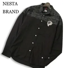 NESTA BRAND ネスタブランド 通年★ 長袖 ロゴ刺繍 カモフラ 迷彩柄 切替 シャツ 大きいサイズ Sz.XXL メンズ 黒 レゲェのサムネイル