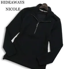 HIDEAWAYS NICOLE ハイダウェイ ニコル 通年★ 長袖 ストレッチ ふくれジャガード ハーフジップ ポロシャツ Sz.46 メンズ 黒のサムネイル