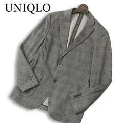 24SS★ UNIQLO ユニクロ 通年 【ドライ コンフォート ジャケット】 アンコン グレンチェック ジャケット Sz.M メンズ グレー