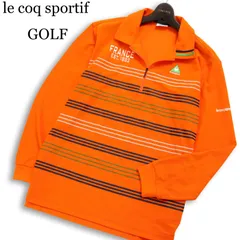 le coq sportif GOLF ルコック スポルティフ ゴルフ 長袖 ハーフジップ ボーダー★ ポロシャツ 大きいサイズ Sz.LL メンズ