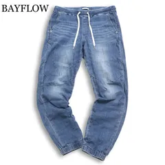 24SS★ BAYFLOW ベイフロー 麻 リネン混 ウォッシュ加工 ストレッチ デニム ジョガー パンツ ジーンズ Sz.4 メンズ