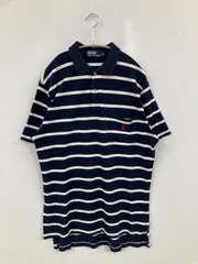 Polo by Ralph Lauren ポロバイラルフローレン ポロシャツ M ネイビー ボーダー柄 ワンポイント ブランドロゴ 半袖