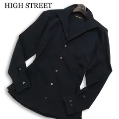 HIGH STREET ハイストリート 通年★ 長袖 イタリアンカラー スリム ドビー ストライプ シャツ 日本製 Sz.L メンズ 黒のサムネイル