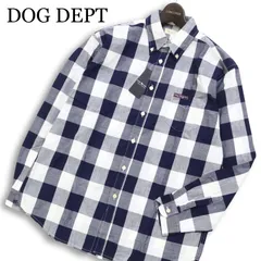 【新品 未使用】 DOG DEPT ドッグデプト 春夏★ 長袖 ギンガム チェック ボタンダウン シャツ Sz.M メンズ 紺 ネイビーのサムネイル
