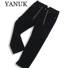 YANUK ヤヌーク 57221511 春夏★ 麻 リネン ストレッチ イージー デニム パンツ ジーンズ Sz.L メンズ 黒 日本製のサムネイル