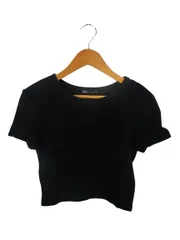 ザラ ZARA プルオーバー Tシャツ 半袖 クロップド丈 無地 ブラック サイズS QQQ