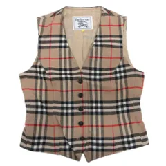 バーバリーズ Burberrys ノバチェック ベスト ジレ チェック柄 ウール 7AB2 ベージュ マルチカラー FY001-201