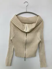 Chico チコ ニット/セーター F アイボリー 無地 ショート丈 長袖 オフショルダー