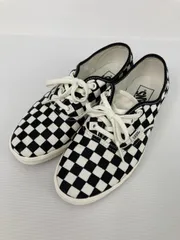 VANS バンズ スニーカー 23.5cm ブラック キャンバス チェック柄 ブランドロゴ 紐 ローカット