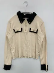 continuer de NICE CLAUP コンティニューデナイスクラップ ニット/セーター F アイボリー ナイロン 無地 ショート丈 長袖 クルーネック(丸首)