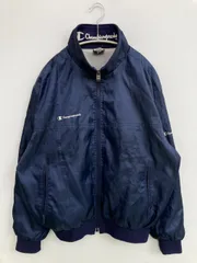 Champion チャンピオン ブルゾン M ネイビー 無地 ブランドロゴ 刺繍 ミドル丈 フードなし ジップアップ