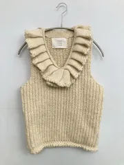 crinkle ベスト F アイボリー 無地 フリル