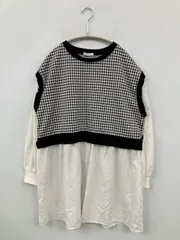 COLZA コルザ チュニック M ホワイト コットン ナイロン ニット 無地 その他総柄 長袖 ショート・ミニ丈