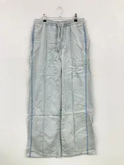 ZARA ザラ デニムパンツ EUR 38 スカイブルー フルレングス 無地 ライン柄 ワイド・ルーズ ストレート レギュラー ウエストゴム・紐 ヴィンテージ