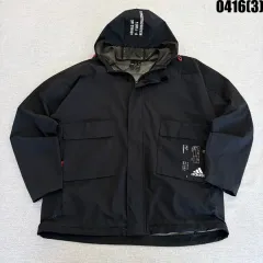 2XL adidas ブラック フード ウィンドブレーカー ジャケット 0416(3)