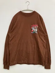 XLARGE エクストララージ Tシャツ/カットソー M ブラウン 前面プリント バックプリント ブランドロゴ ミドル丈 長袖 クルーネック(丸首)