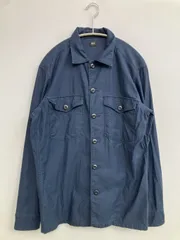 UNIQLO ユニクロ シャツ/ブラウス M ネイビー コットン 無地 ミドル丈 長袖 レギュラーカラー