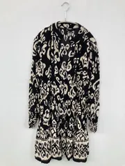 ZARA ザラ ワンピース USA L ブラック その他総柄 長袖 ショート・ミニ丈 フレア