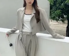 ザラ クロップド ワンボタン ジャケット (55 77)