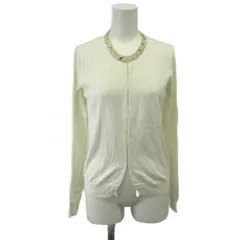 23区 オンワード樫山 カーディガン 絹 シルク 38 白 ホワイト ノーカラー ビジュー装飾 長袖 /MD ■ECE003