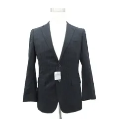 ポールスチュアート PAUL STUART テーラードジャケット ミドル丈 シングルボタン 46 紺 ネイビー ストライプ柄 /SM19 ■GY58