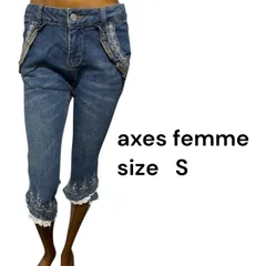 No.356 (♡)axes femme  フェアリー  フリル  レース 刺繍デニムズボン クロップド y2k 平成のサムネイル