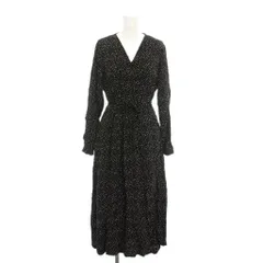 ユニクロ UNIQLO イネス ド ラ フレサンジュ INES DE LA FRESSANGE レーヨンプリントカシュクールワンピース ロング ラップ巻き スター柄 M 黒 長袖 /YM ■GY60