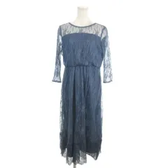 アーバンリサーチ URBAN RESEARCH LA MAISON パーティードレス ワンピース フォーマル One 青 ブルー 七分袖 ラウンドネック ロング 総レース /MN18 ■ECC001