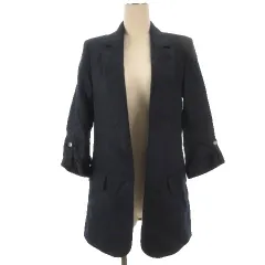 ザラ ZARA リネン ジャケット ボタンレス ネイビー XS 260309E ■ECA001