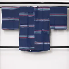 道行コート 袷 身丈84cm 裄丈63cm 正絹 Aランク セミフォーマル Sサイズ ポケットあり 創作柄 モダン 爽やか 青系 RP 1237-12710