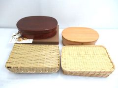 竹細工 ざる・籠・小物入れ 5点セット 工芸品・民芸・竹工芸・小物入れ