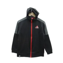 アディダス adidas ジャケット 上着 ミドル丈 140 黒 ブラック フード付き /HO48 ■ECD001 男の子