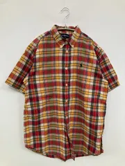 Ralph Lauren ラルフローレン シャツ/ブラウス 170 レッド コットン チェック柄 ワンポイント ブランドロゴ ミドル丈 半袖 ボタンダウン