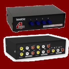 Iseebiz AV Selector RCA Switcher, 4 Inputs/1 Output / 1 Input/4 Output, Bidirectional, No Power Supply Required, Metal Casing, Audio/Video Selector, Compatible with VCRs/DVDs/Retro Game Consoles, Interference Prevention