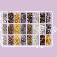 PandaHall アクセサリーパーツ 約2500個/箱 4種類 6色 基礎パーツ マルカン カニカン カシメ ワニカン 紐止め 留め金具 金具キット ジュエリー DIY用 金古美 ゴールド シルバー 茶色 プラチナ ガンメタル