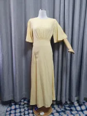 S ザラ黄色リネンマキシワンピース