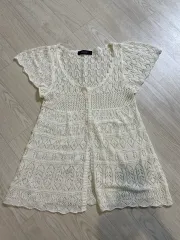 B K M S アイボリー色 レイ レース カーディガン 森ガール