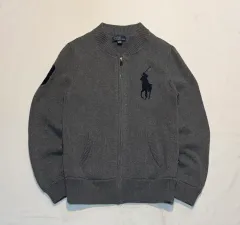 ポロラルフローレン ビックポニー ニットジップアップ グレー